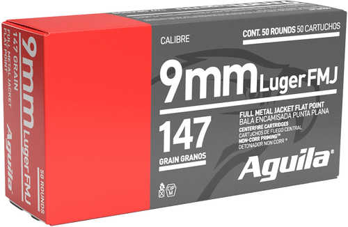 Aguila Handgun Ammuntion 9mm Luger 147 Gr FMJFP 950 Fps  50/ct