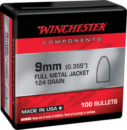 9mm (0.355'') 124 Gr Full Metal Jacket Bullets 100 Count Box