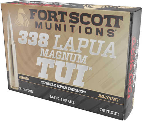 Fort Scott Munitions 338250SBV1 Tumble Upon Impact (TUI) Rifle 338 Lapua Mag 250 Gr Solid Copper Spun (SCS) 20 Per Box/