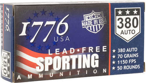 1776 USA Lead Free Sporting 380 ACP 70 gr Lead Free Ball Ammo 50 Round Box