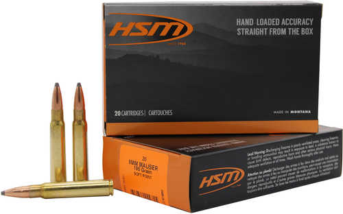 HSM 8mm Mauser 195 gr Soft Point Ammo 20 Per Box