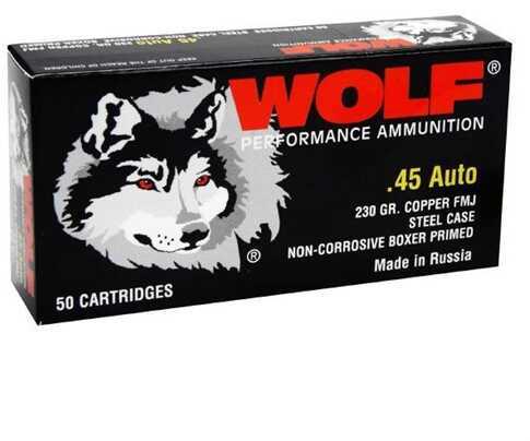 45 ACP 230 Grain Full Metal Jacket 50 Rounds Wolf Ammunition