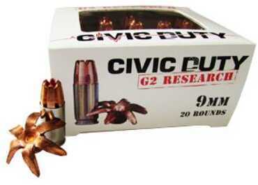 9mm Luger 96 Grain Hollow Point 20 Rounds G2 Research Ammunition