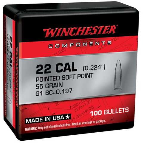 22 Caliber (0.224) 55Gr Pointed Soft 100/Box