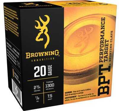 20 Gauge 2-3/4" Lead 7-1/2  7/8 oz 25 Rounds Browning Shotgun Ammunition