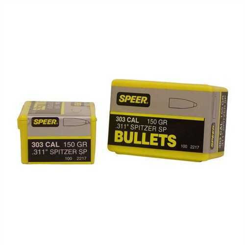 Speer 303 Caliber .311 Diameter 150 Grain Hot Cor Spitzer Soft Point 100 Count