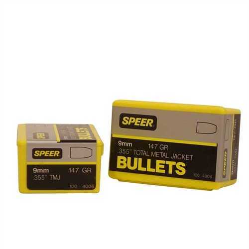 Speer 380 Auto/9mm/38 .355 Diameter 147 Grain Total Metal Jacket 100 Count