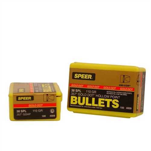 Speer Bullets 4009 Gold Dot Personal Protection 38 Caliber .357 110 GR Hollow Point (HP) 100 Box