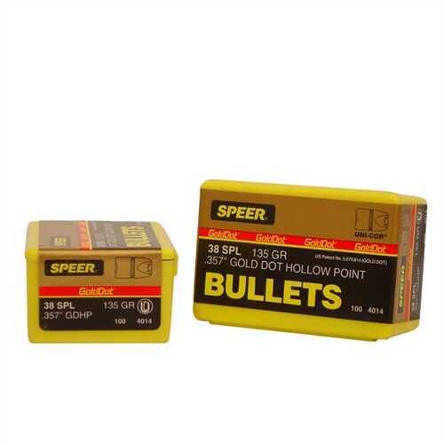 Speer Bullets 4014 Gold Dot Personal Protection Short Barrel 38 Caliber .357 135 GR Hollow Point 100 Box