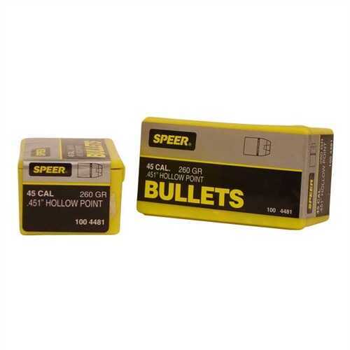 Speer 45 Caliber 260 Grain Jacketed Hollow Point Bullet 50 Box Md: 4481