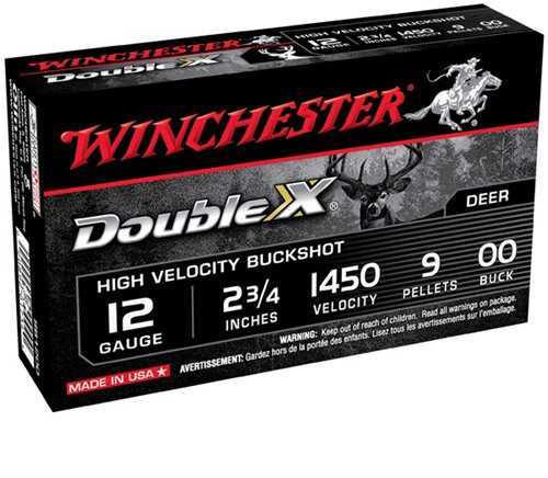 12 Gauge 2-3/4" Lead 00 Buck  9 Pellets 5 Rounds Winchester Shotgun Ammunition