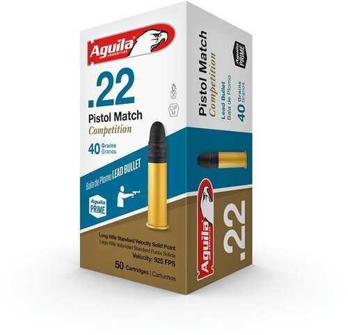 Aguila Match Pistol Rimfire Ammunition .22 LR 40 Gr LRN 925 Fps 50/ct