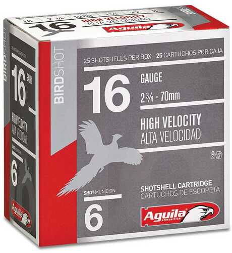 Aguila High Velocity Shotshells 16 Ga 2-3/4" 1-1/8Oz 1240 Fps #6 25/ct