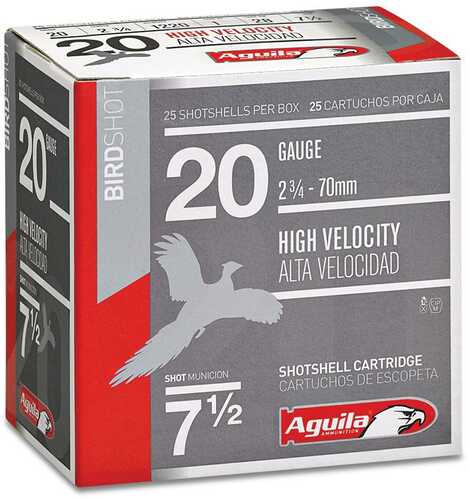 Aguila High Velocity Shotshells 20 Ga 2-3/4" 1Oz 1220 Fps #7.5 25/ct