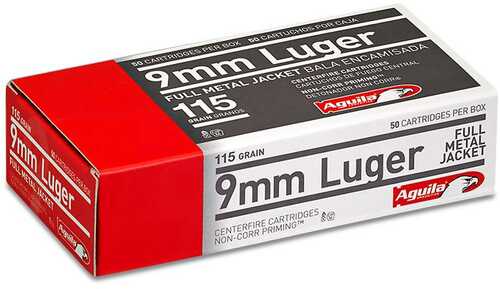 Aguila Handgun Ammuntion 9mm Luger 115 Gr FMJ 1150 Fps  50/ct