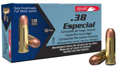 Aguila Handgun Ammuntion .38 Super Auto+P 130 Gr FMJ 1220 Fps 50/ct