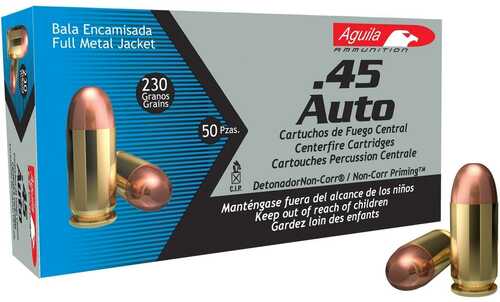 Aguila Handgun Ammuntion .45 Auto 230 Gr FMJ 830 Fps 50/ct