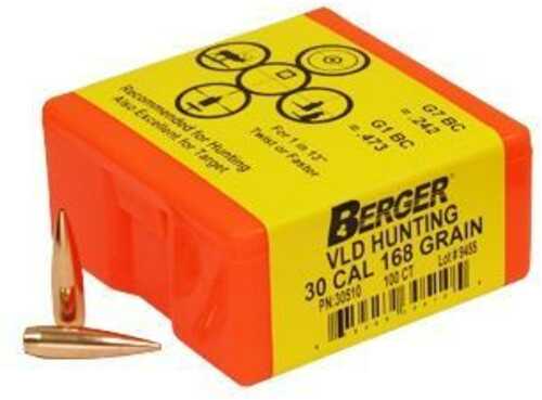 Berger Match Grade Hunting Bullets .30 Cal .308" 168 Gr VLD Hunter 100/Box