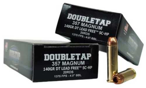 DoubleTap Ammunition Lead Free 357 Magnum 140 Grain Solid Copper Hollow Point 20 Round Box 357M140X