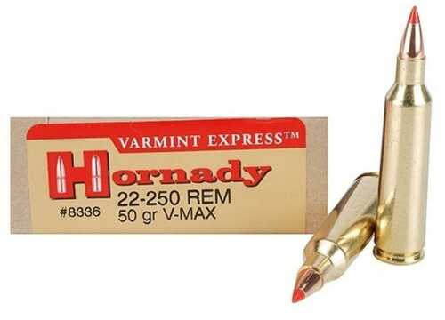 Hornady Varmint Express Rifle  Ammunition .22-250 Rem 50 Gr V-Max 3800 Fps - 20/Box