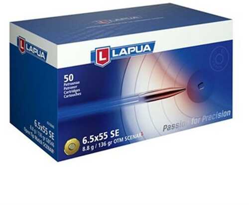 Lapua Rifle Ammo  6.5x55 Swede136 Gr Scenar-L OTM Bx/50