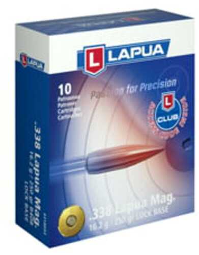 Lapua Rifle Ammo .338  Magnum 250 Grain Lock Base FMJBT 10 Rounds