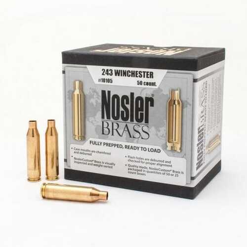 Nosler Unprimed Brass Rifle Cartridge Cases 50/ct .243 Win