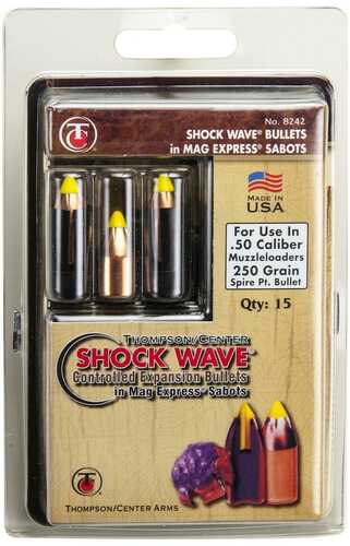 Thompson Center Shockwave Spire Point Polymer Tip Bullets .50 Cal Sabot 250Gr 30/ct