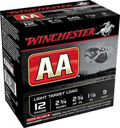 Winchester AA Target 12 Ga 2 3/4"  1 1/8 Oz #9  - 25/Box