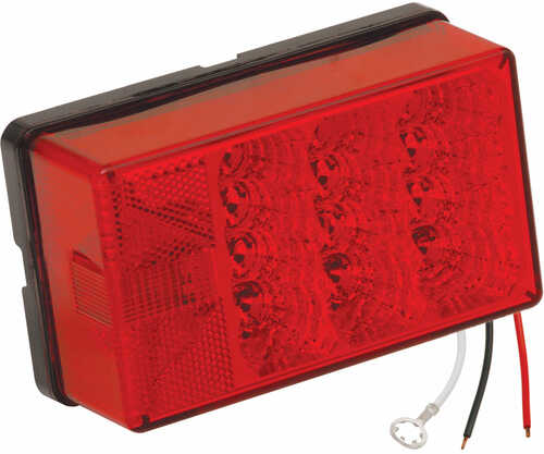 Wesbar 4" x 6" Waterproof LED 8-Function, Left/Roadside w/3 Wire 90 deg Pigtail Trailer Light