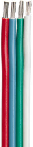 Ancor Flat Ribbon Bonded RGB Cable 14/4 AWG - Red, Light Blue, Green &amp White - 100'