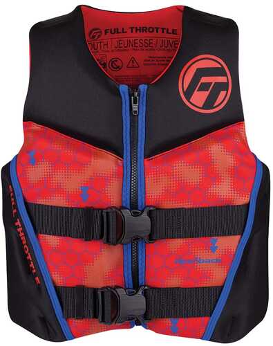 Full Throttle Youth Rapid-Dry Flex-Back Life Jacket - Red/Black