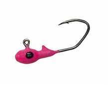 Gene Larew Lures Crappie Pro 1/48oz Overbite Sickle Mo'Glo Jigheads Pink 10pk 148OBS06