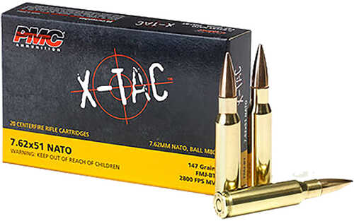 PMC X-Tac Rifle Ammo 7.62x51mm FMJBT 147 gr. 20 rd. Model: 7.62X