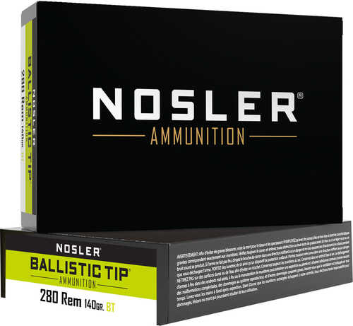 Nosler Ballistic Tip Rifle Ammunition 280 Rem. 140 gr. BT SP 20 rd. Model: 40073