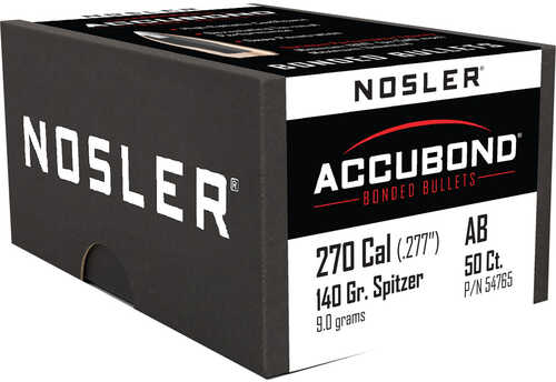 Nosler AccuBond Bullets .270 Cal. 140 gr. Spitzer Point 50 pk. Model: 54765