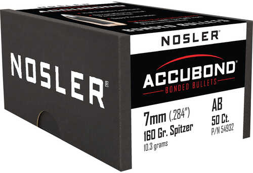 Nosler AccuBond Bullets 7mm 160 gr. Spitzer Point 50 pk. Model: 54932