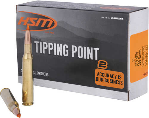 HSM Tipping Point 2 Rifle Ammo 270 Win. 150 gr. SST 20 rd. Model: 270-19-Nÿ