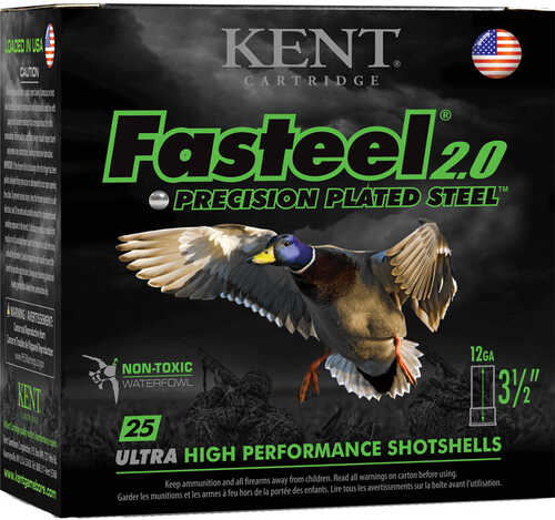 Kent Fasteel 2.0 Precision Plated Steel Load 12 ga. 3.5 in. 1 3/8 oz. 3 Shot 25 rd. Model: K1235FS40-3