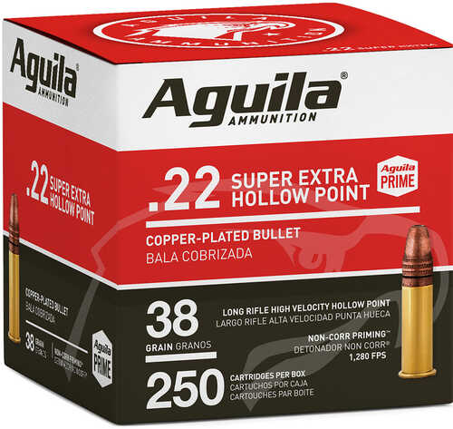 Aguila Standard High Velocity Rimfire Ammo 22 LR. 38 gr. HV HP 250 rd. Model: 1B221103