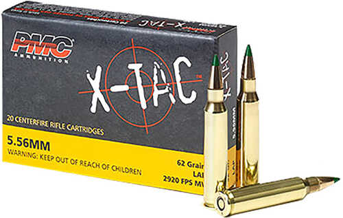 PMC X-Tac Rifle Ammo 5.56 NATO FMJBT LAP 62 gr. 20 rd. Model: 5.56K