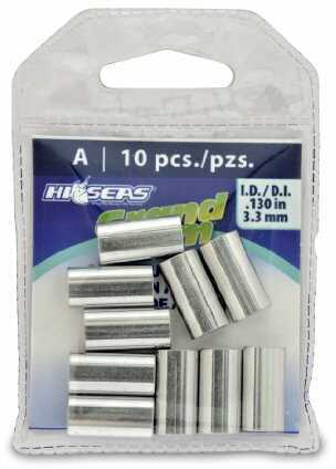 Hi-Seas Grand Slam Aluminum Sleeves 3.3mm 600 LB Mono, 10-Pack Md: GS-A-10