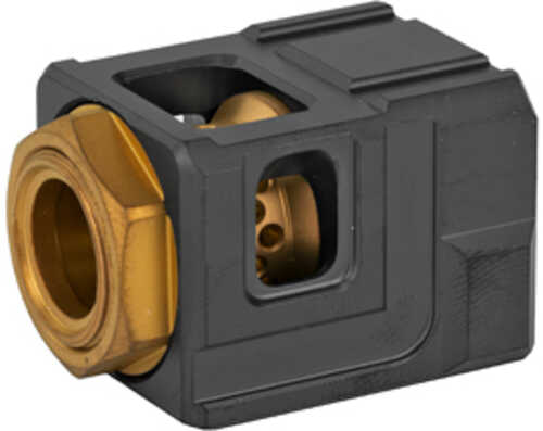 Chaos Gear Supply Qube Compensator Black/Gold Finish 1/2X28 Thread Pitch QUBECOMPBLKGLD