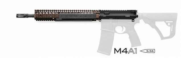 Daniel Defense M4A1 Upper 223 Rem/5.56 NATO 16" (14.5" with Pinned Brake) Barrel 1:7 Twist 12.0 Rail Flat Dark E