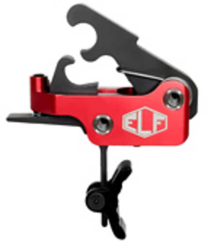 Elftmann Tactical SE Pro Adjustable Trigger Curved with Black Shoe Fits AR-15 Anodized Finish Red