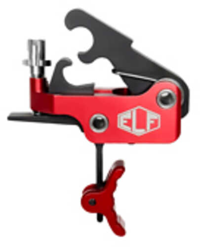 Elftmann Tactical SE FA Adjustable Trigger Curved with Red Shoe Fits AR-15 Anodized Finish Red