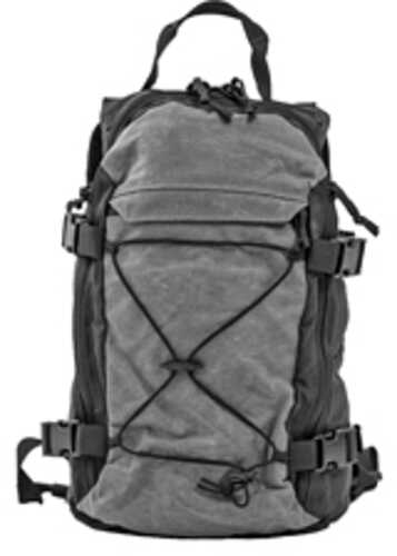 Grey Ghost Gear Throwback Low Profile Backpack Made of a Robust Waxed Canvas Material Black/Gray 15"L X 9"W X 6"D 6022-B