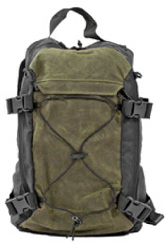 Grey Ghost Gear Throwback Low Profile Backpack Made of a Robust Waxed Canvas Material Black/Olive Drab 15"L X 9"W X 6"D