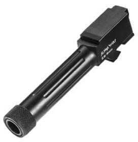 Lone Wolf Distributors AlphaWolf Barrel 9MM Salt Bath Nitride Coated Threaded/Fluted 416R Stainless Steel 1/2x28 TPI For