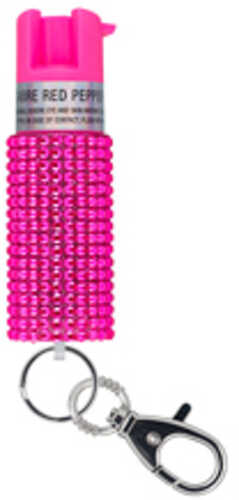 Sabre Jeweled .54oz Jeweled Pink Snap Clip Keychain Twist Lock Safety Kr-j-pk-02